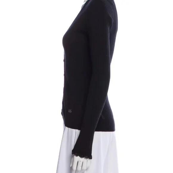 Dolce & Gabbana V-Neck Button Up Cardigan / Sweater w/ Lace trim